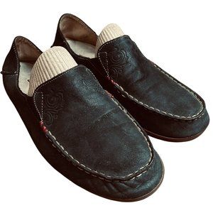 OluKai Nohea Womens Nubuck Leather Slip On Shoes  Size 8.5 Black